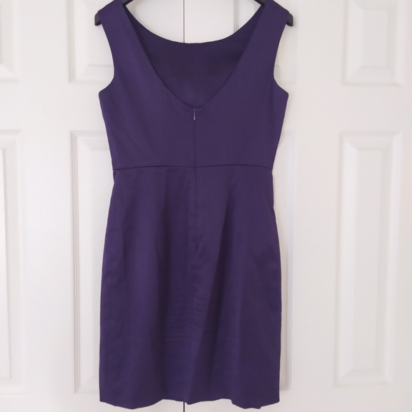 Club Monaco Purple Satin Cocktail Low Back Dress - Picture 7 of 8